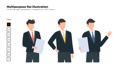 Ilustración Plana De Usos Múltiples Suite De Negocios - Imagen Vectorial