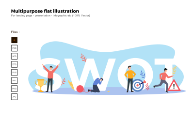 Ilustración plana multipropósito 5w1h Analytics - Imagen vectorial