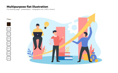 Ilustración plana multipropósito de crecimiento empresarial - Imagen vectorial