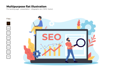 Ilustración plana multipropósito Seo Analytics - Imagen vectorial