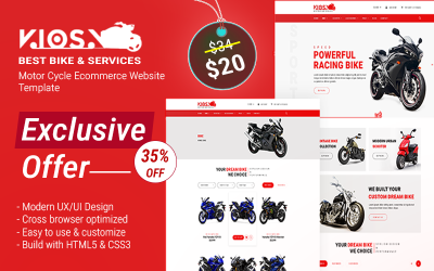 Kiosk Bike - Motor Cycle eCommerce HTML5 Website-sjabloon