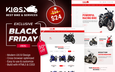 Kioszk kerékpár - motorkerékpár e-kereskedelmi HTML5 webhelysablon