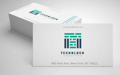 Modèle de logo lettre T bloc technologique