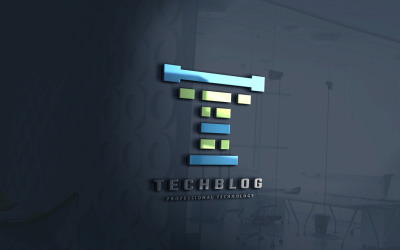 Modelo de logotipo da letra T do blog de tecnologia