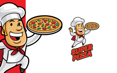 Супер піца талісман логотип шаблон