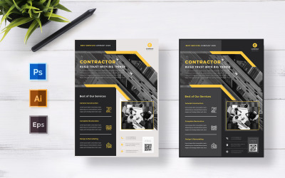 Contratista - Folleto comercial multipropósito - Plantilla de identidad corporativa
