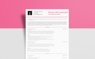 Darmowy marketing cyfrowy - szablon CV Hana Richmond