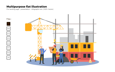 Edificio de construcción de ilustración plana multipropósito - Imagen vectorial