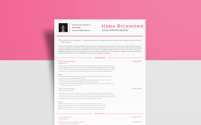 Free Digital Marketing – Hana Richmond Resume Template