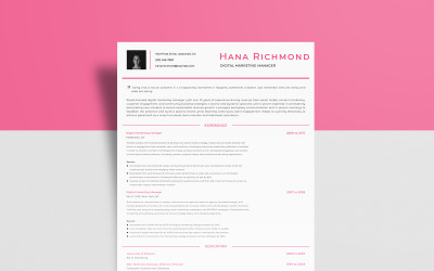 Marketing digital gratuito - Plantilla de currículum de Hana Richmond