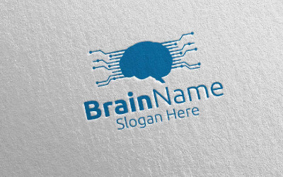 Tecnologia do cérebro com modelo de logotipo Think Idea Concept 5