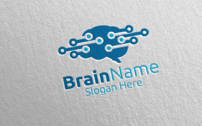 Think Idea Concept 9 Logo Şablonu ile Beyin Teknolojisi