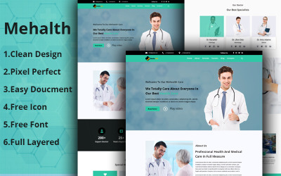 Mehalth jedna stránka Madical PSD Template