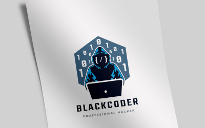 Modèle de logo de codeur noir