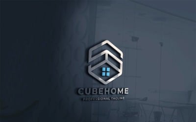 Modèle de logo de la lettre S de la maison Cube