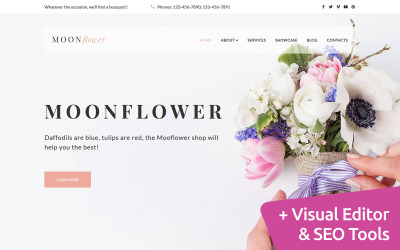 "Moon - Flower Boutique" Responsive Moto CMS 3 Template №113319