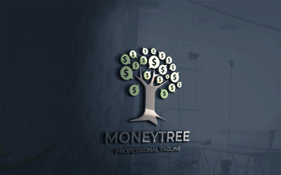 Pengar träd logotyp mall