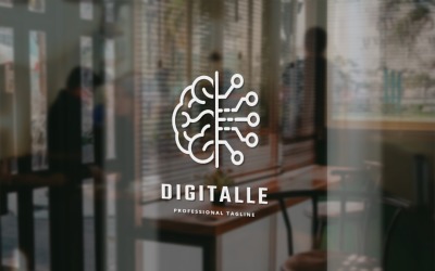 Plantilla de logotipo de cerebro digital