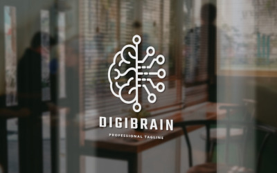 Profesionální digitální mozek logo šablona