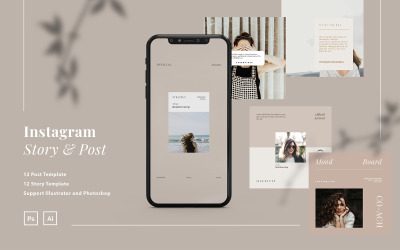 Postagem de anúncios do Instagram minimalista do Coach e modelo de história para mídia social