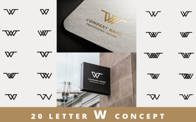 Plantilla de logotipo de concepto de 20 letras W