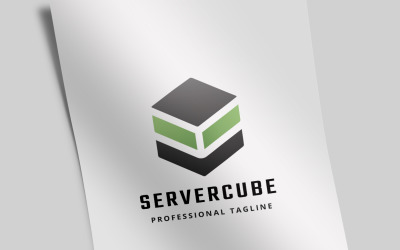 Plantilla de logotipo de cubo de servidor