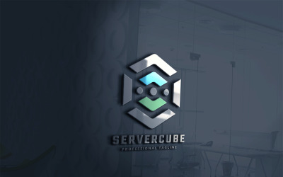 Modello di logo del cubo del server