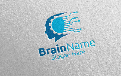 Cervello umano con modello di logo Think Idea Concept 16