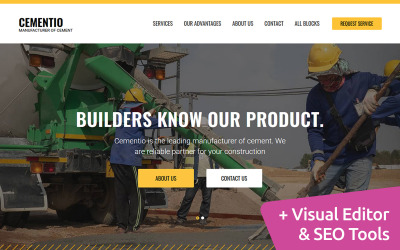Çimento Şirketi MotoCMS Açılış Sayfası Şablonu