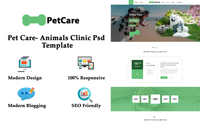 Petcare - Petcare Animal Clinic Landing Page PSD Template
