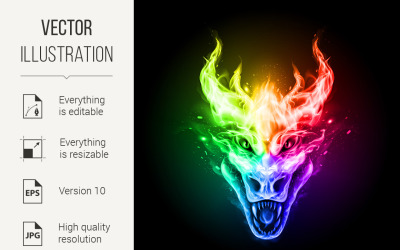 Fire Head of Dragon Vector