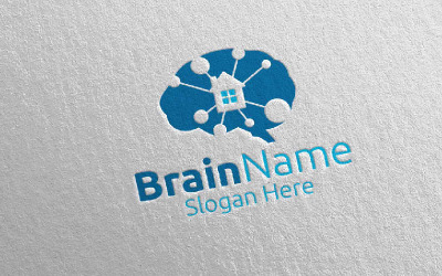 Huis hersenen met denk idee conceptontwerp 28 Logo sjabloon