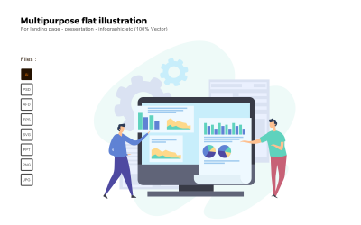 Ilustración plana multipropósito impulsada por datos - Imagen vectorial