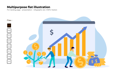 Multipurpose Flat Illustration Investment - Vector Image