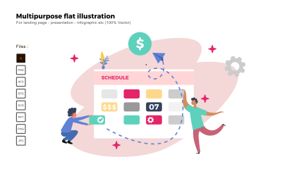 Multipurpose Flat Illustration Schedule Company - Vector Image