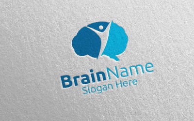Cervello umano con modello di logo Think Idea Concept 31