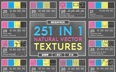 251 in 1 Natural Vector Textures Megapack Background
