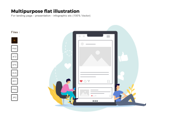 Multipurpose Flat Illustration Instagram Social Media - Vector Image
