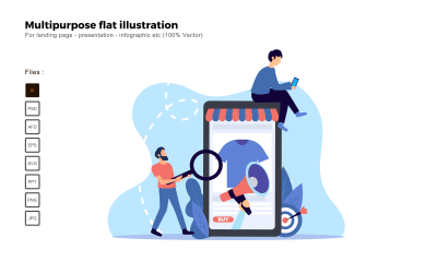 Promoción de la tienda en línea de la ilustración plana multipropósito - Imagen vectorial