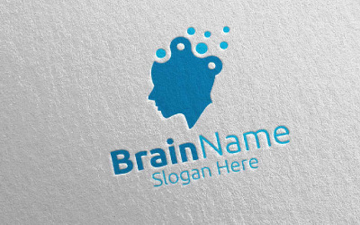 Mänsklig hjärna med Think Idea Concept 57-logotypmall