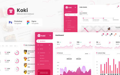 "Koki - Restaurant Food Admin Dashboard UI Template" UI Elementen №114008