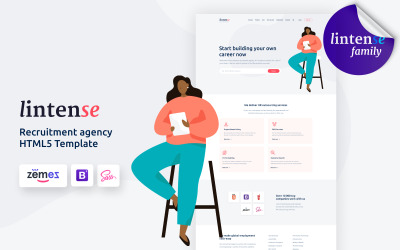 Modello di Landing Page Responsive #114023 "Lintense Recruitment Agency - Business HTML"