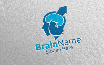 Strzałka w mózgu z koncepcją Think Idea 54 Szablon Logo