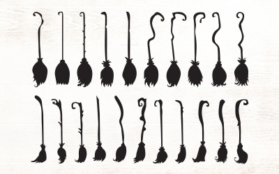 Broomstick cliparts - Halloween Witch Broomsticks Design Elements - Illustration