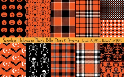 Halloween Vector Plaids Dots and Patterns