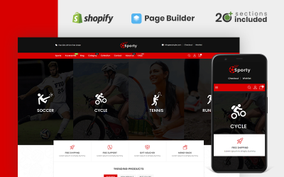 Responsive Sporty Sports and Accessories Store Shopify Theme #114152