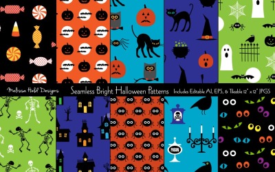 Seamless Bright Halloween Vector Pattern #114124