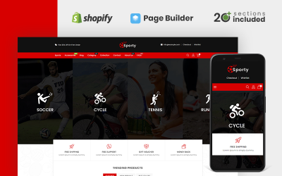 Shopify Theme namens "Sporty Sports and Accessories Store" #114152