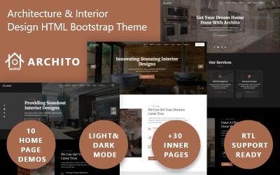 Website Vorlage namens "Archito - Modern Architecture & Interior Design Responsive Bootstrap" #114156