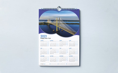 Tizenkét hónapos fali naptár sablon 2021 tervező